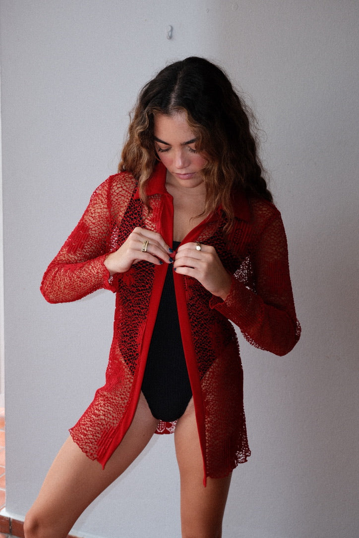 Red Lace Cover Up