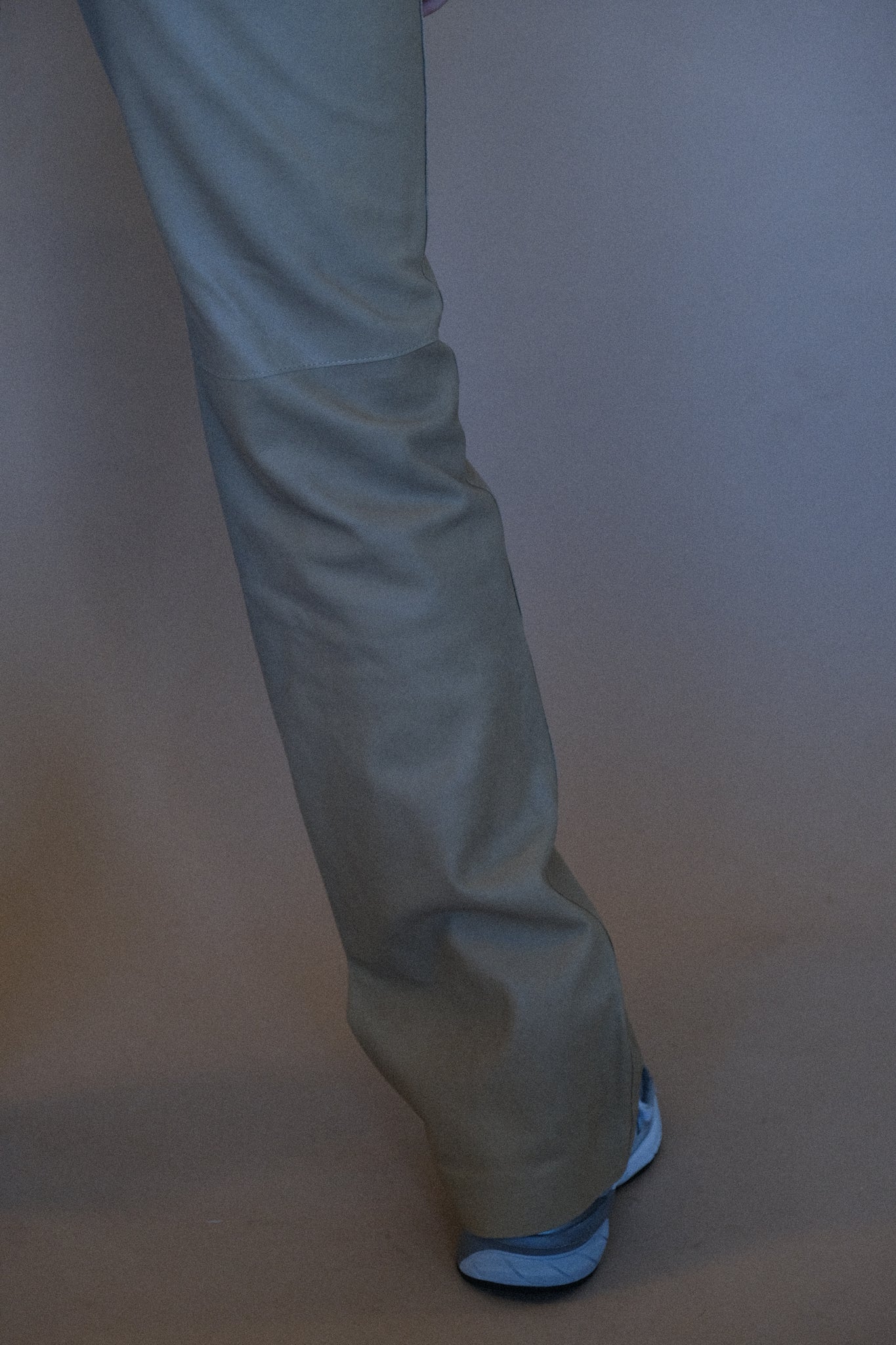 Mid Rise Cream Leather Boot Cut Pant