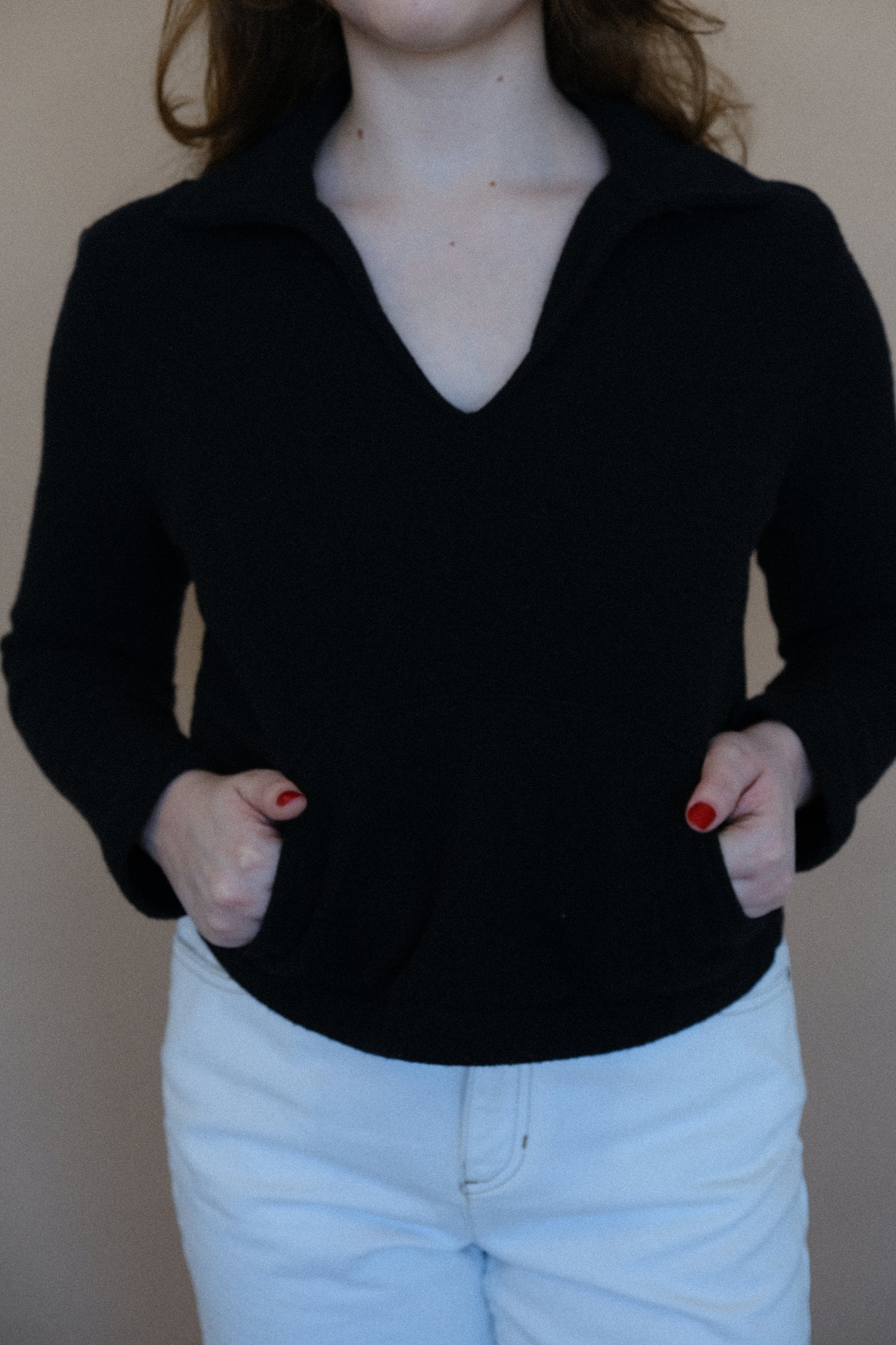 Cropped Long Sleeve Top With Front Hoodie Pocket