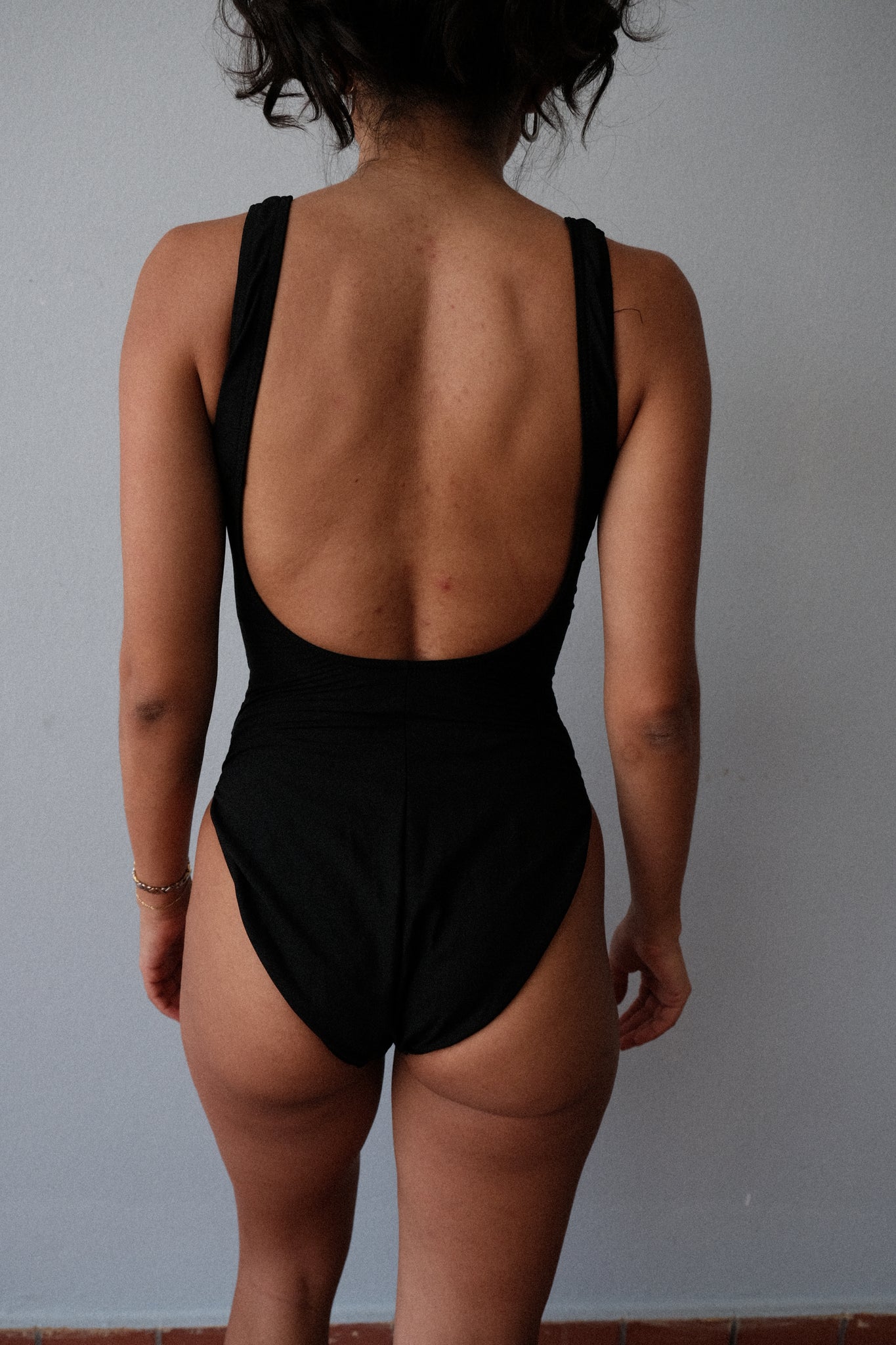 Black One Piece Swimswuit with Mesh Details