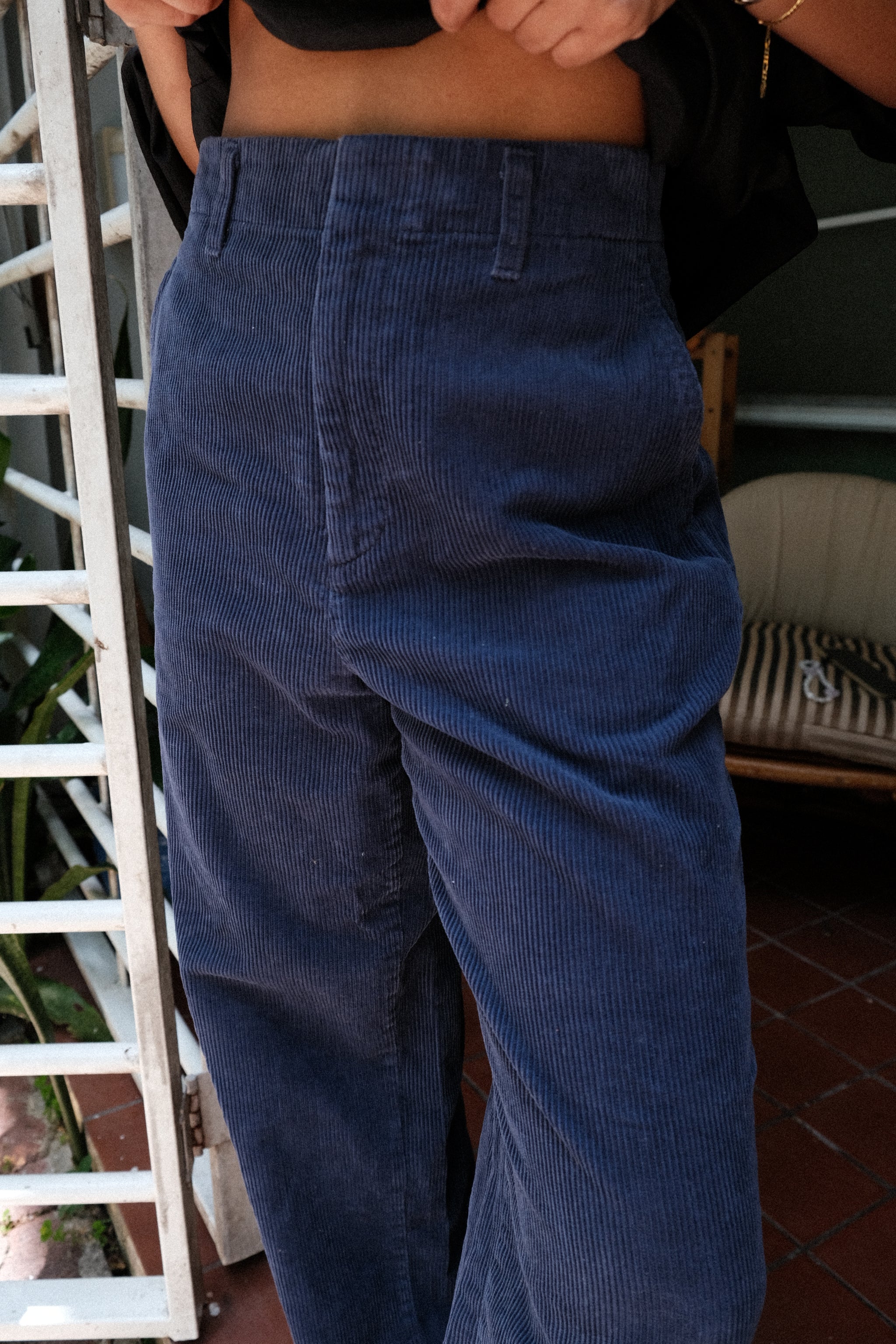 NEW HALARA Corduroy Pants Women Casual Every Day SMALL PETITE SP NAVY Blue  