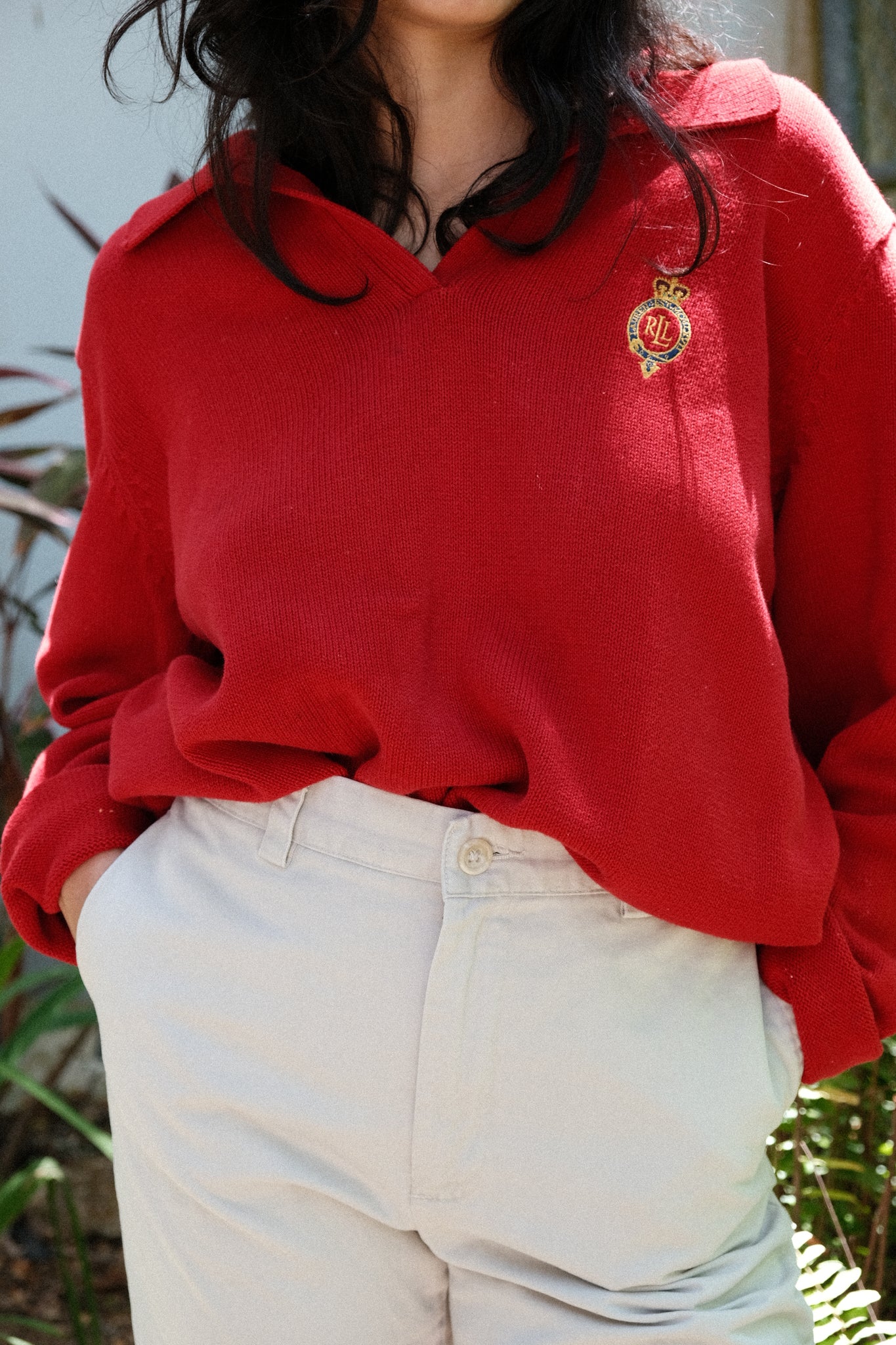 V Neck Ralph Polo Red Sweater