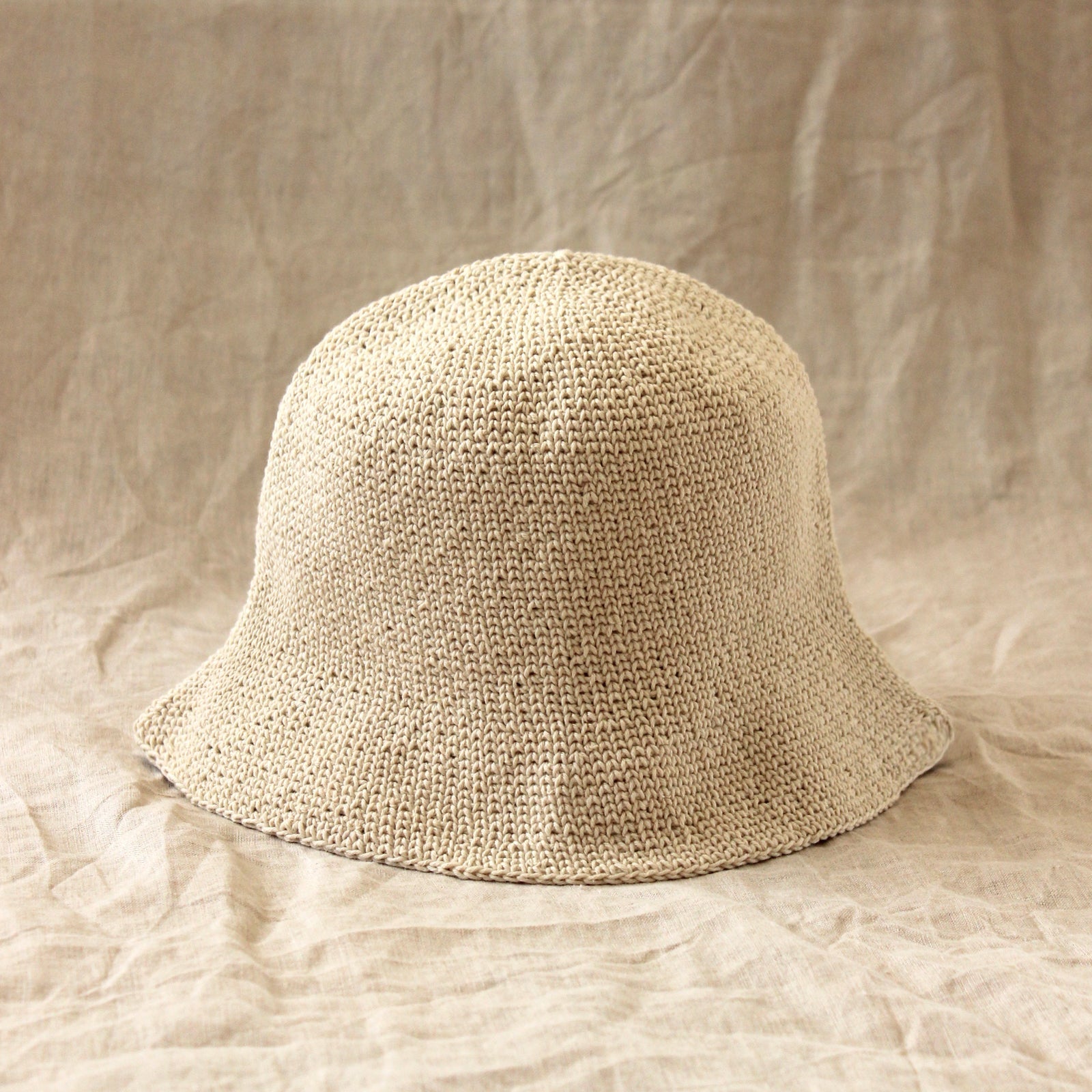 Florette Crochet Bucket Hat - Nude White