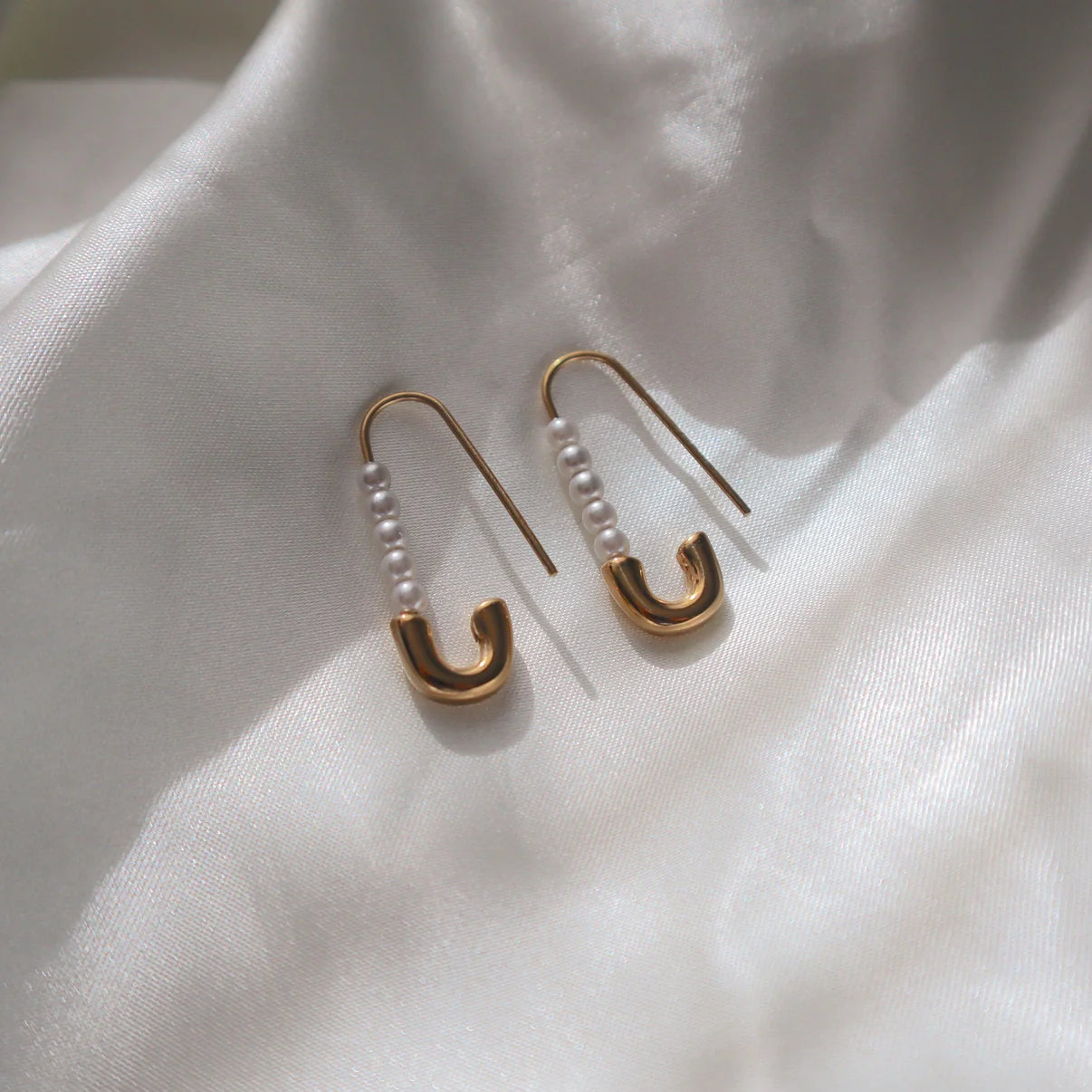The Pearl Safety Pin Earrings